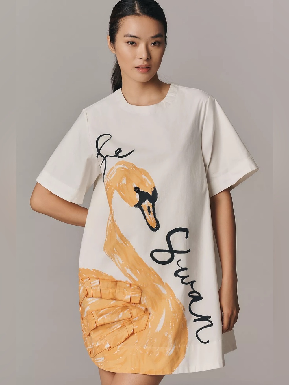 The Emmy Short-Sleeve Swing Mini Dress by Maeve: Graphic Edition Size M